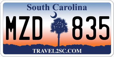 SC license plate MZD835