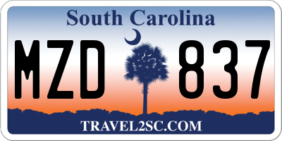 SC license plate MZD837