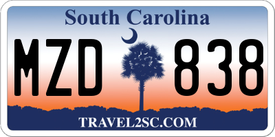 SC license plate MZD838
