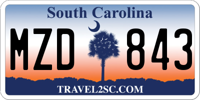 SC license plate MZD843