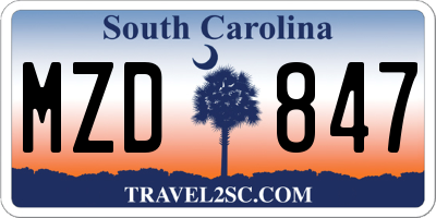 SC license plate MZD847