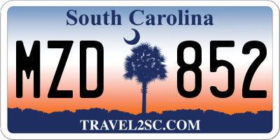 SC license plate MZD852
