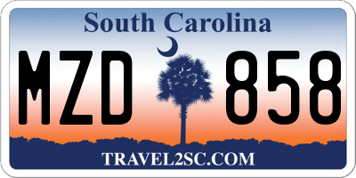 SC license plate MZD858