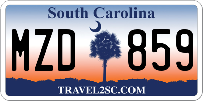 SC license plate MZD859