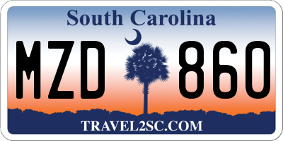 SC license plate MZD860