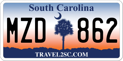 SC license plate MZD862