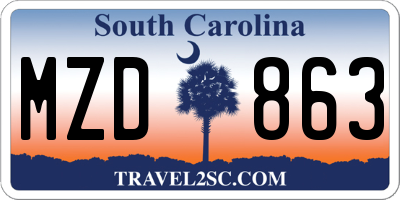 SC license plate MZD863