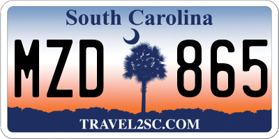 SC license plate MZD865