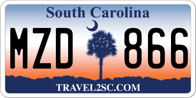 SC license plate MZD866