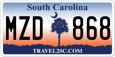 SC license plate MZD868