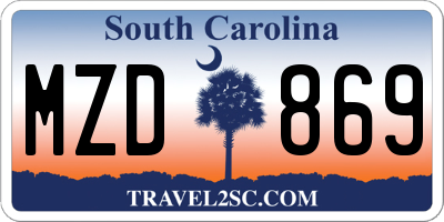 SC license plate MZD869