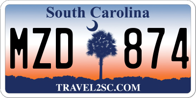 SC license plate MZD874