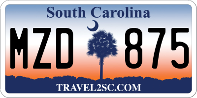 SC license plate MZD875