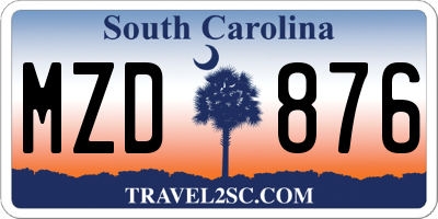 SC license plate MZD876
