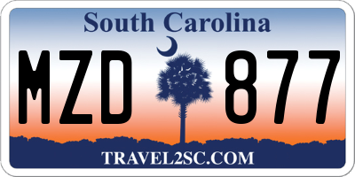 SC license plate MZD877
