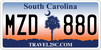 SC license plate MZD880