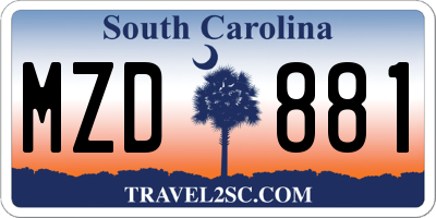 SC license plate MZD881