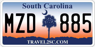 SC license plate MZD885