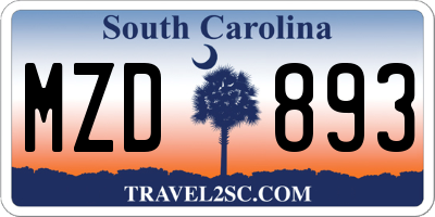 SC license plate MZD893