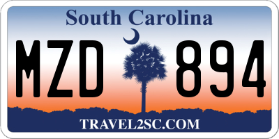 SC license plate MZD894