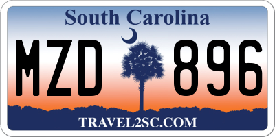 SC license plate MZD896
