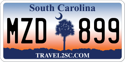 SC license plate MZD899