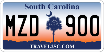 SC license plate MZD900