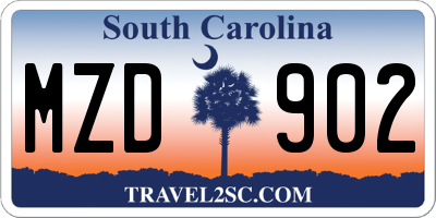 SC license plate MZD902