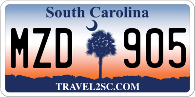 SC license plate MZD905