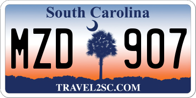 SC license plate MZD907