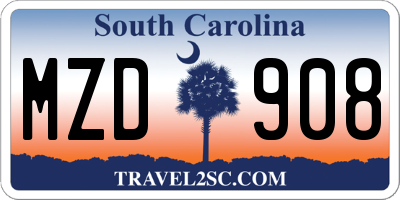SC license plate MZD908