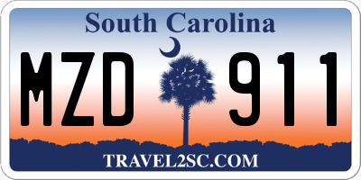 SC license plate MZD911