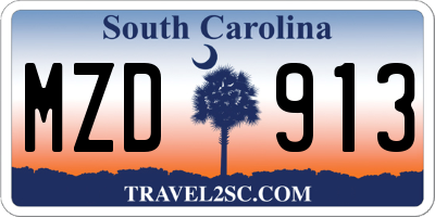 SC license plate MZD913