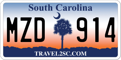 SC license plate MZD914