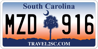 SC license plate MZD916