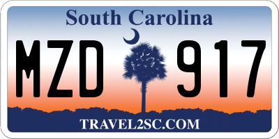 SC license plate MZD917