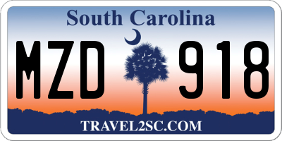 SC license plate MZD918