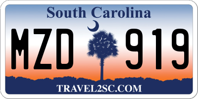 SC license plate MZD919