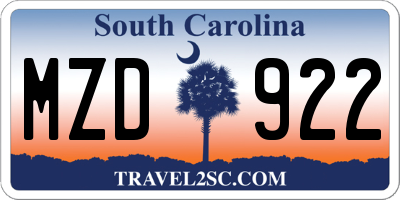 SC license plate MZD922