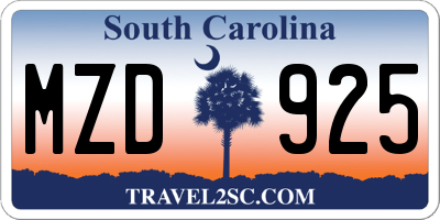 SC license plate MZD925