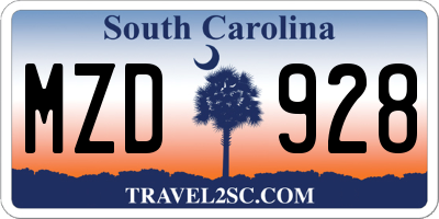 SC license plate MZD928