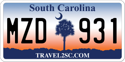 SC license plate MZD931