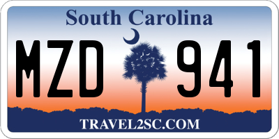 SC license plate MZD941