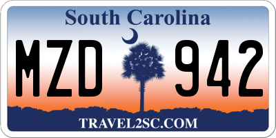 SC license plate MZD942