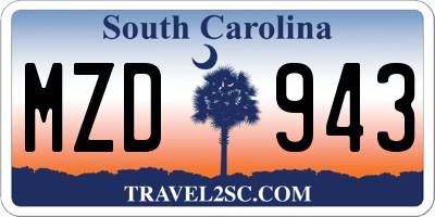 SC license plate MZD943