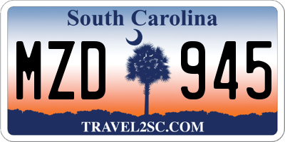 SC license plate MZD945
