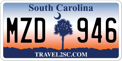 SC license plate MZD946