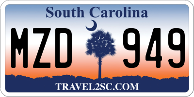 SC license plate MZD949