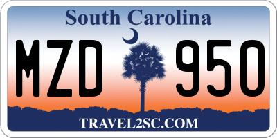 SC license plate MZD950