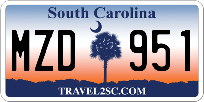 SC license plate MZD951